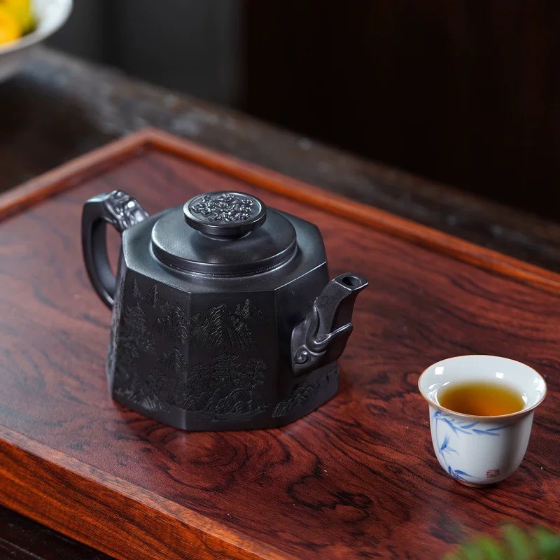 Ấm Tử Sa Bát Phương Chuyển Vận – Nguyên Khoáng Thạch Hoàng