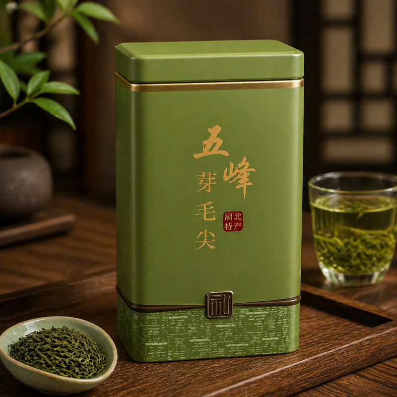 Trà Xanh Ngũ Phong Mao Tiêm – Hộp Thiếc Xanh