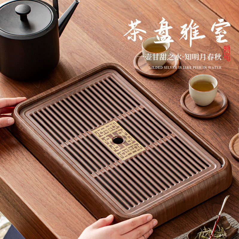 Khay trà Cổ Văn màu Hắc Đàn bản lớn 46cm