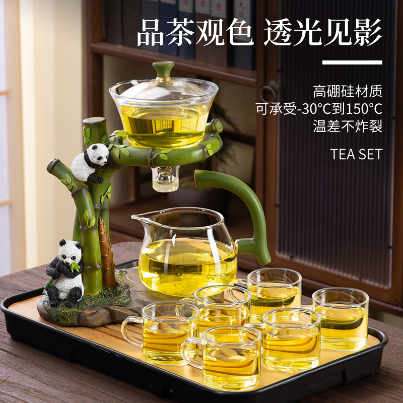 Bộ pha trà tự động Gấu Trúc Hoa Bảo đầy đủ – Công đạo bôi, 6 ly và Lục Quân Tử