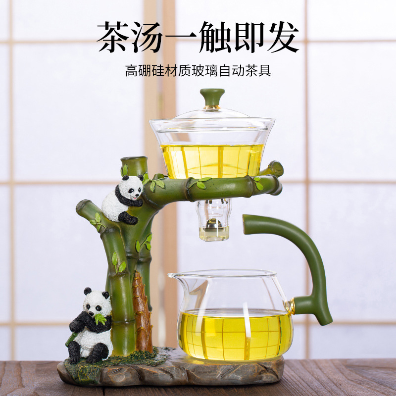 Bộ pha trà tự động Gấu Trúc Hoa Bảo đầy đủ – Công đạo bôi, 6 ly và Lục Quân Tử