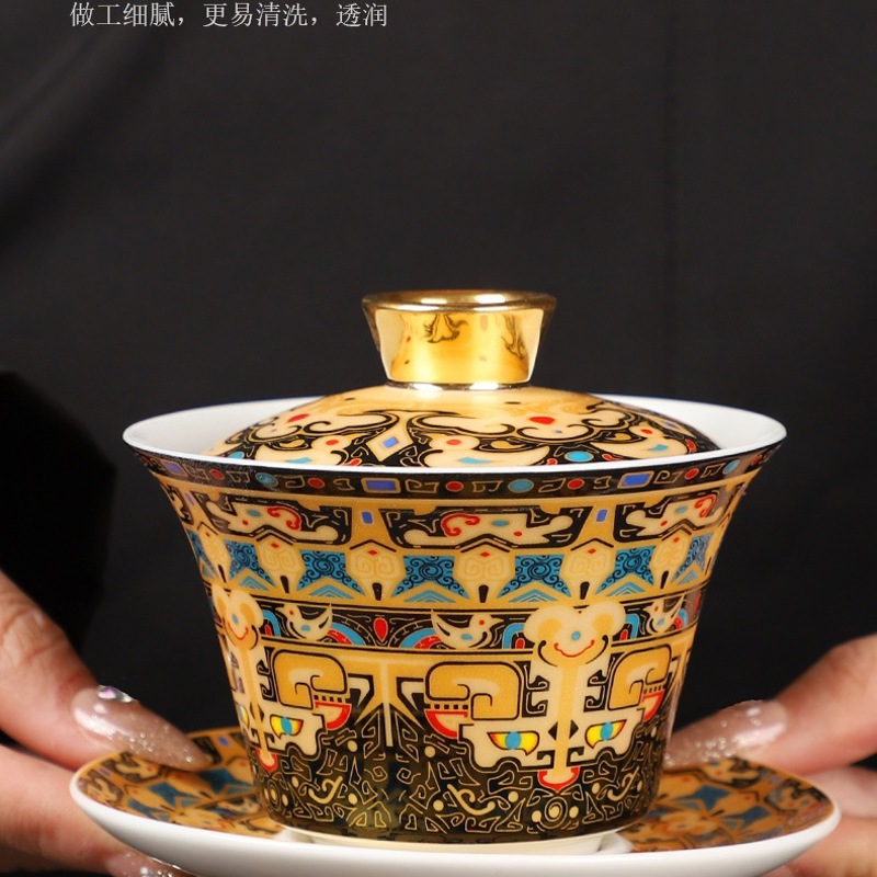 Bát trà Gaiwan sứ có nắp – Chén khải pha trà phong cách Trung Hoa